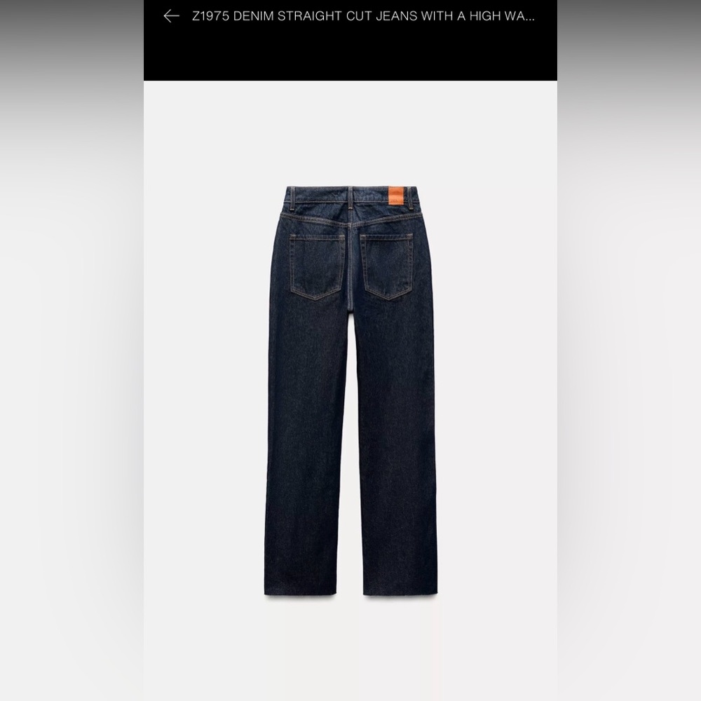 Zara Women High Rise Straight Denim Jeans - Dark Blue